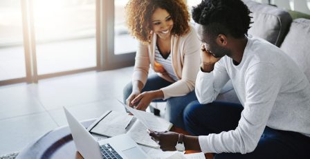 Young couple going through an application