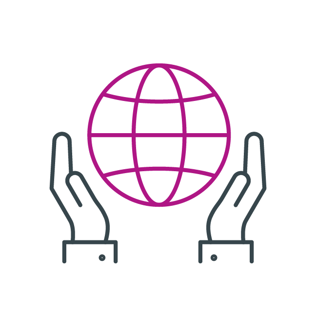 Icon showing a pair of hands holding a globe