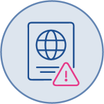 Icon showing an alert next to a passport