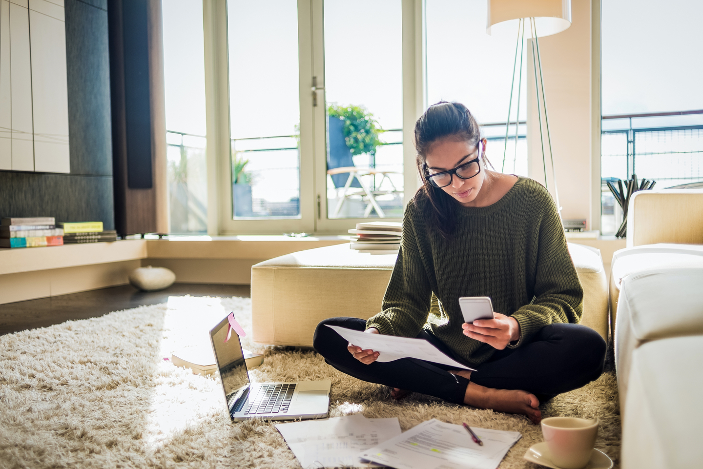 Woman making a mortgage application on her laptop