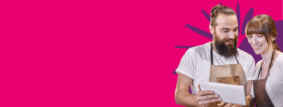 Business owners looking at a document